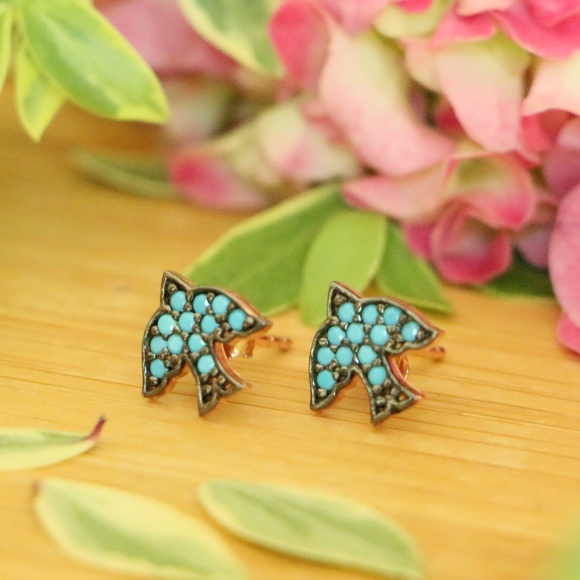 Sterling Silver Bird Turquoise & Cubic Zirconia - Picture 4 of 7